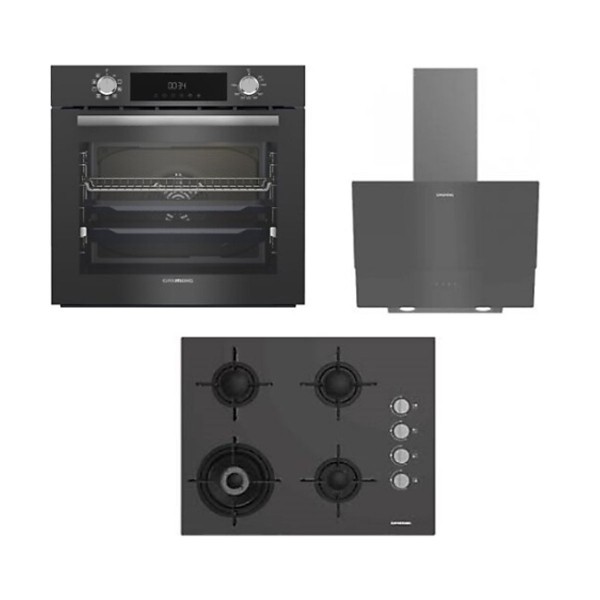 Grundig GEBM 12302 ZG+GDSP 2451 ZG+GIGL 622410 GR Gri Ankastre Set