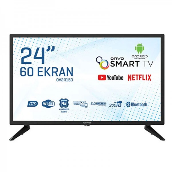 Onvo OV24150 24" 60 Ekran Uydu Alıcılı HD Android Smart LED TV Onvo OV24150 24" 60 Ekran Uydu Alıcılı HD Android Smart LED TV