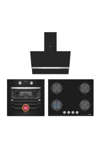 Simfer 10 Fonksiyon Airfry Siyah Digital Ankastre Set (8215 Fırın + 3500 Ocak + 8738 Davlumbaz)