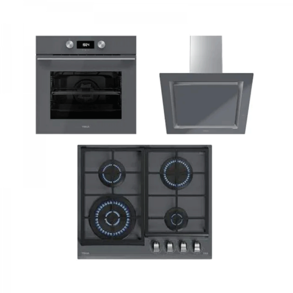 Teka Gri Ankastre Set (HLB 8400 ST Fırın - GZC 64320 XBN ST Ankastre Ocak - DLV 68660 ST TOS Davlumbaz)