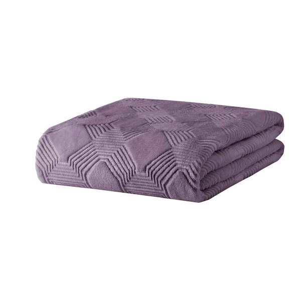 Puffy Harlow Emboss Çift Kişilik Battaniye -Kül Moru Puffy Harlow Emboss Çift Kişilik Battaniye -Kül Moru